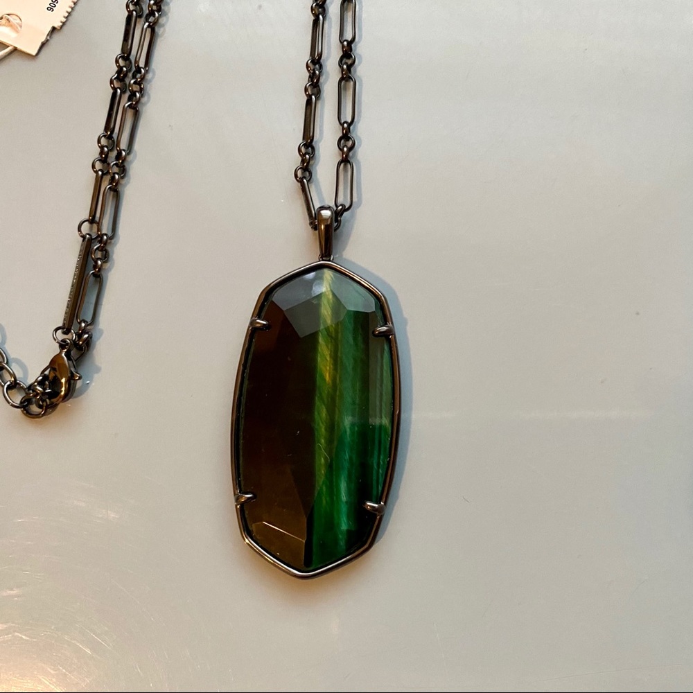 [SOLD] Reid Gunmetal Necklace Green Tiger's Eye - Picture 2 of 3